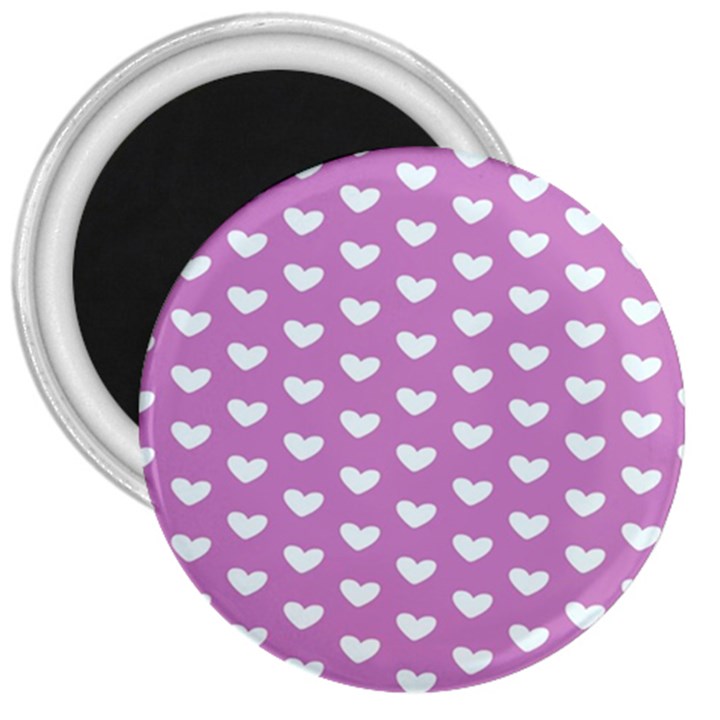 Heart Love Valentine White Purple Card 3  Magnets