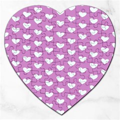 Heart Love Valentine White Purple Card Jigsaw Puzzle (Heart)