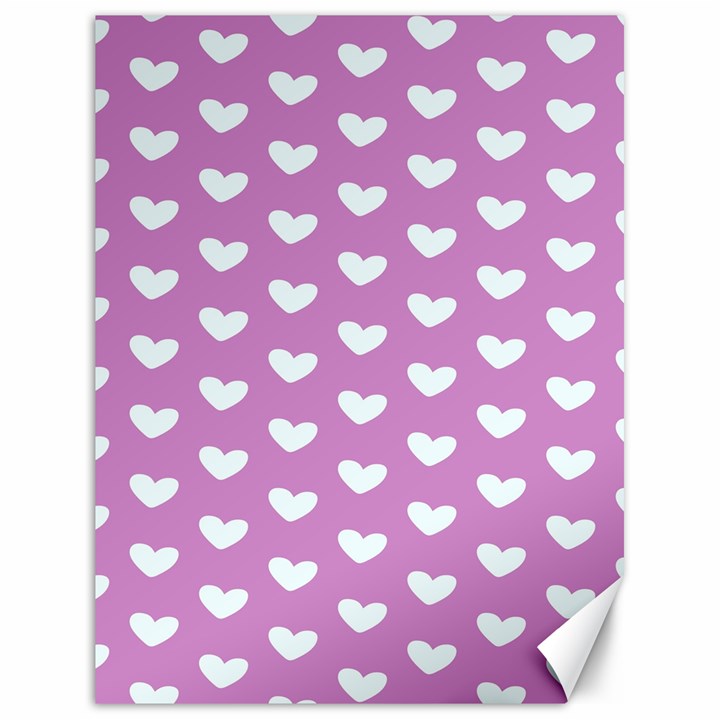 Heart Love Valentine White Purple Card Canvas 18  x 24  