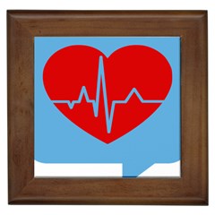 Heartbeat Health Heart Sign Red Blue Framed Tiles