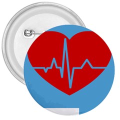 Heartbeat Health Heart Sign Red Blue 3  Buttons by Mariart