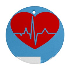 Heartbeat Health Heart Sign Red Blue Ornament (round) by Mariart