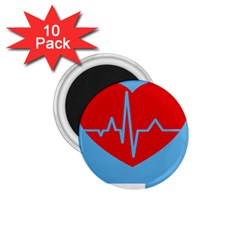 Heartbeat Health Heart Sign Red Blue 1 75  Magnets (10 Pack)  by Mariart