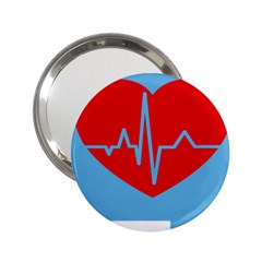 Heartbeat Health Heart Sign Red Blue 2 25  Handbag Mirrors by Mariart