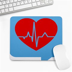 Heartbeat Health Heart Sign Red Blue Large Mousepads by Mariart