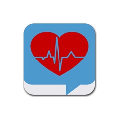 Heartbeat Health Heart Sign Red Blue Rubber Coaster (square) 