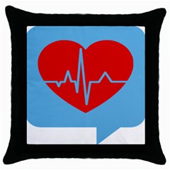 Heartbeat Health Heart Sign Red Blue Throw Pillow Case (black) by Mariart