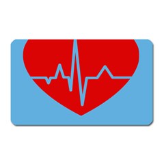 Heartbeat Health Heart Sign Red Blue Magnet (rectangular) by Mariart