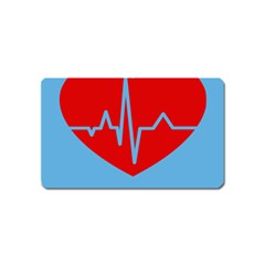 Heartbeat Health Heart Sign Red Blue Magnet (name Card) by Mariart