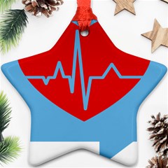 Heartbeat Health Heart Sign Red Blue Star Ornament (two Sides) by Mariart