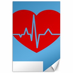 Heartbeat Health Heart Sign Red Blue Canvas 20  X 30   by Mariart