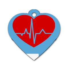 Heartbeat Health Heart Sign Red Blue Dog Tag Heart (one Side) by Mariart