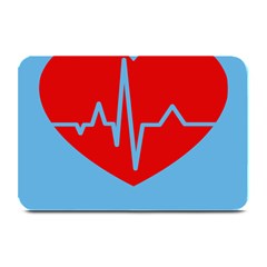 Heartbeat Health Heart Sign Red Blue Plate Mats by Mariart