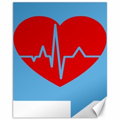 Heartbeat Health Heart Sign Red Blue Canvas 11  X 14   by Mariart