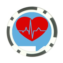 Heartbeat Health Heart Sign Red Blue Poker Chip Card Guard by Mariart