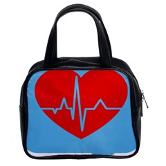 Heartbeat Health Heart Sign Red Blue Classic Handbags (2 Sides) by Mariart