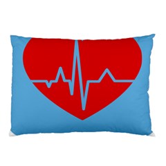 Heartbeat Health Heart Sign Red Blue Pillow Case by Mariart