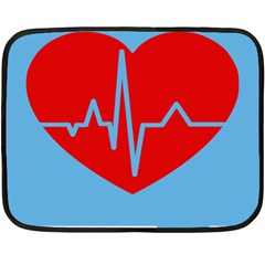 Heartbeat Health Heart Sign Red Blue Fleece Blanket (mini) by Mariart