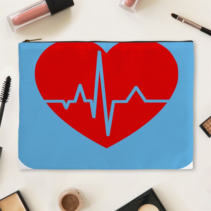 Heartbeat Health Heart Sign Red Blue Cosmetic Bag (XL)