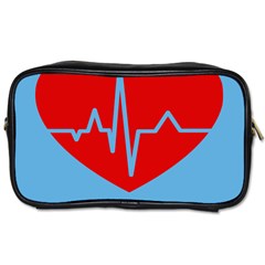 Heartbeat Health Heart Sign Red Blue Toiletries Bags by Mariart