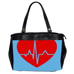 Heartbeat Health Heart Sign Red Blue Office Handbags (2 Sides)  by Mariart