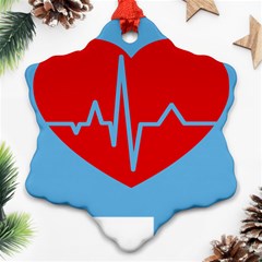 Heartbeat Health Heart Sign Red Blue Snowflake Ornament (two Sides) by Mariart