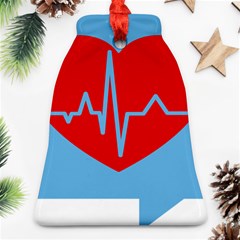 Heartbeat Health Heart Sign Red Blue Bell Ornament (two Sides) by Mariart