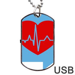 Heartbeat Health Heart Sign Red Blue Dog Tag Usb Flash (two Sides) by Mariart