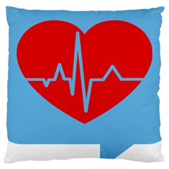 Heartbeat Health Heart Sign Red Blue Large Cushion Case (two Sides) by Mariart