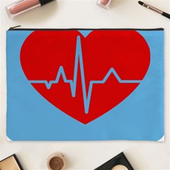 Heartbeat Health Heart Sign Red Blue Cosmetic Bag (xxxl)  by Mariart