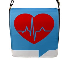 Heartbeat Health Heart Sign Red Blue Flap Messenger Bag (l)  by Mariart