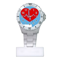 Heartbeat Health Heart Sign Red Blue Plastic Nurses Watch by Mariart