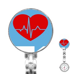 Heartbeat Health Heart Sign Red Blue Stainless Steel Nurses Watch by Mariart