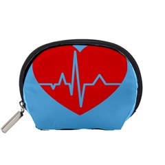 Heartbeat Health Heart Sign Red Blue Accessory Pouches (small)  by Mariart