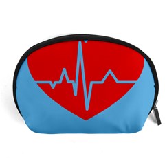 Heartbeat Health Heart Sign Red Blue Accessory Pouches (large)  by Mariart