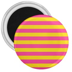 Horizontal Pink Yellow Line 3  Magnets by Mariart