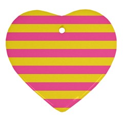 Horizontal Pink Yellow Line Ornament (heart) by Mariart