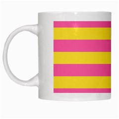 Horizontal Pink Yellow Line White Mugs by Mariart