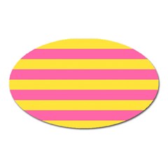 Horizontal Pink Yellow Line Oval Magnet by Mariart