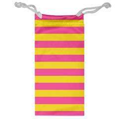 Horizontal Pink Yellow Line Jewelry Bag by Mariart