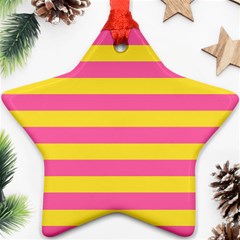 Horizontal Pink Yellow Line Star Ornament (two Sides) by Mariart