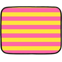 Horizontal Pink Yellow Line Fleece Blanket (mini) by Mariart