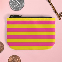 Horizontal Pink Yellow Line Mini Coin Purses by Mariart