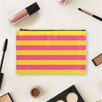 Horizontal Pink Yellow Line Cosmetic Bag (Medium)  Front