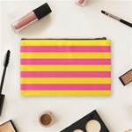 Horizontal Pink Yellow Line Cosmetic Bag (Medium)  Back