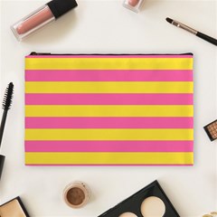 Horizontal Pink Yellow Line Cosmetic Bag (large)  by Mariart