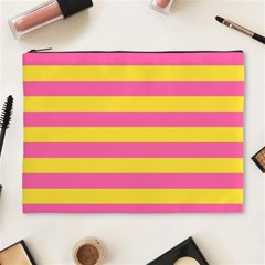 Horizontal Pink Yellow Line Cosmetic Bag (xl) by Mariart