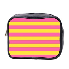 Horizontal Pink Yellow Line Mini Toiletries Bag 2-side by Mariart