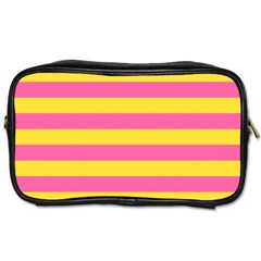 Horizontal Pink Yellow Line Toiletries Bags by Mariart