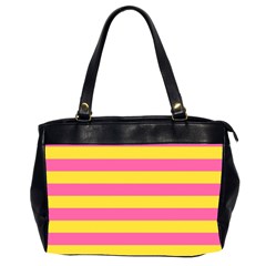 Horizontal Pink Yellow Line Office Handbags (2 Sides)  by Mariart